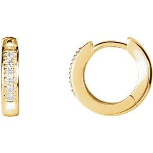 Ladies Natural Diamond 12.5 mm Hoop Earrings (I1, G-H) — 14K Yellow Gold