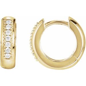 Ladies Natural Diamond 12.6 mm Huggie Earrings (I1, G-H) — 14K Yellow Gold