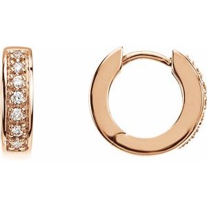 Ladies Natural Diamond 12.1 mm Hoop Earrings (Si1, G-H) — 14K Rose Gold