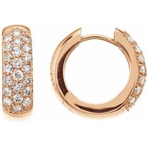 Ladies Natural Diamond Hoop Earrings (Si1, G-H) — 14K Rose Gold