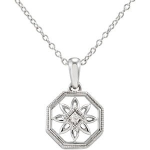 Ladies Natural Diamond Necklace (I2, H+) — Sterling Silver