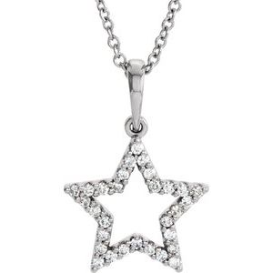 Ladies Diamond Petite Star Necklace (I1, G-H) — 14K White Gold