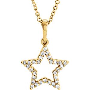 Ladies Diamond Petite Star Necklace (I1, G-H) — 14K Yellow Gold