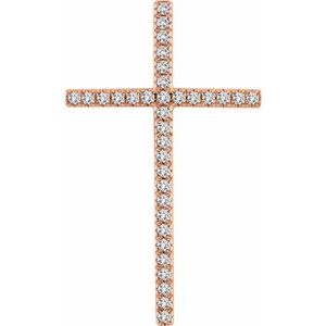 Ladies Natural Diamond Cross Pendant (I1, H+) — 14K Rose Gold