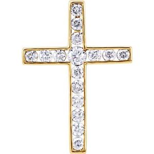 Ladies Natural Diamond Cross Pendant — 14K Yellow Gold