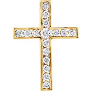 Ladies Natural Diamond Cross Pendant — 14K Yellow Gold