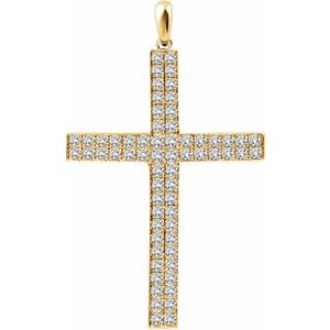 Ladies Natural Diamond Cross Pendant (I1, H+) — 14K Yellow Gold