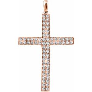 Ladies Natural Diamond Cross Pendant (I1, H+) — 14K Rose Gold