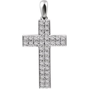 Ladies Natural Diamond Cross Pendant (I1, H+) — 14K White Gold