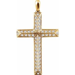 Ladies Natural Diamond Cross Pendant (I1, H+) — 14K Yellow Gold