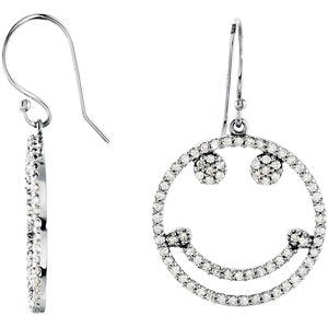 Ladies Natural Diamond Earrings — 14K White Gold
