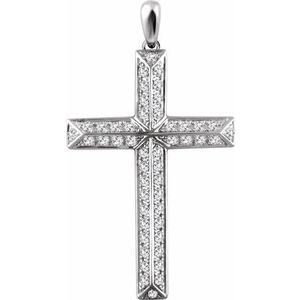 Ladies Natural Diamond Cross Pendant (I1, H+) — 14K White Gold