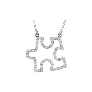Ladies Natural Diamond Puzzle Piece 16 1/ Necklace (I1, G-H) — 14K White Gold