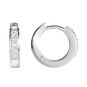 Ladies Natural Diamond 12.5 mm Hoop Earrings (I1, G-H) — 14K White Gold