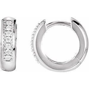 Ladies Natural Diamond 12.6 mm Huggie Earrings (I1, G-H) — 14K White Gold