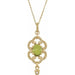 Ladies Natural Peridot Natural Diamond Necklace (I1, G-H) — 14K Yellow Gold