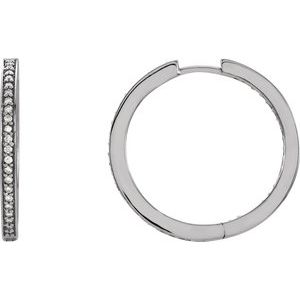 Ladies Natural Diamond Inside-Outside 23.5 mm Hoop Earrings (Si1, G-H) — 14K White Gold
