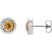 Ladies Natural Yellow Sapphire Natural Diamond Earrings — 14K White Gold