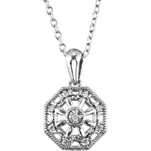 Ladies Natural Diamond Necklace (I2, H+) — Sterling Silver