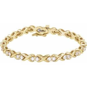 Ladies Natural Diamond Line 7 1/ Bracelet (I1, G-H) — 14K Yellow Gold