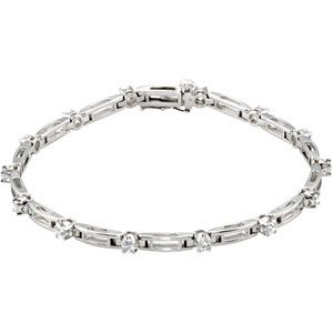 Ladies Natural Diamond Line 7 1/ Bracelet (Si1, G-H) — 14K White Gold