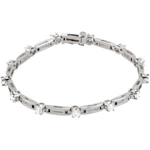 Ladies Natural Diamond Line 7 1/ Bracelet (Si1, G-H) — 14K White Gold