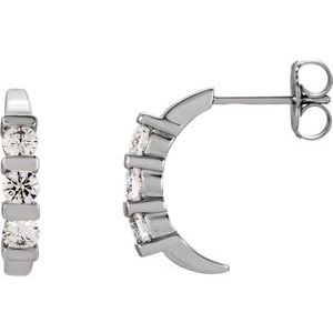 Ladies Natural Diamond J-Hoop Earrings (I1, G-H) — 14K White Gold