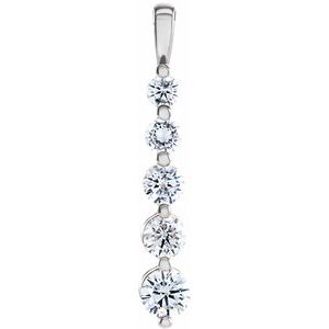 Ladies Natural Diamond Journey Graduated Pendant — 18K White Gold