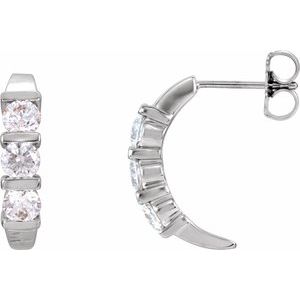 Lab-Grown Diamond Three-Stone J-Hoop Earrings