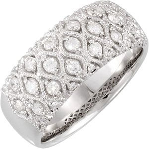 Ladies Natural Diamond Ring (I1, GHI) — 14K White Gold