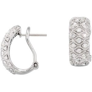 Ladies Natural Diamond Earrings (I1, GHI) — 14K White Gold