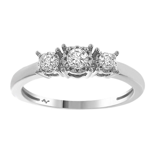 LADIES RING 0.25CT ROUND DIAMOND 10K WHITE GOLD