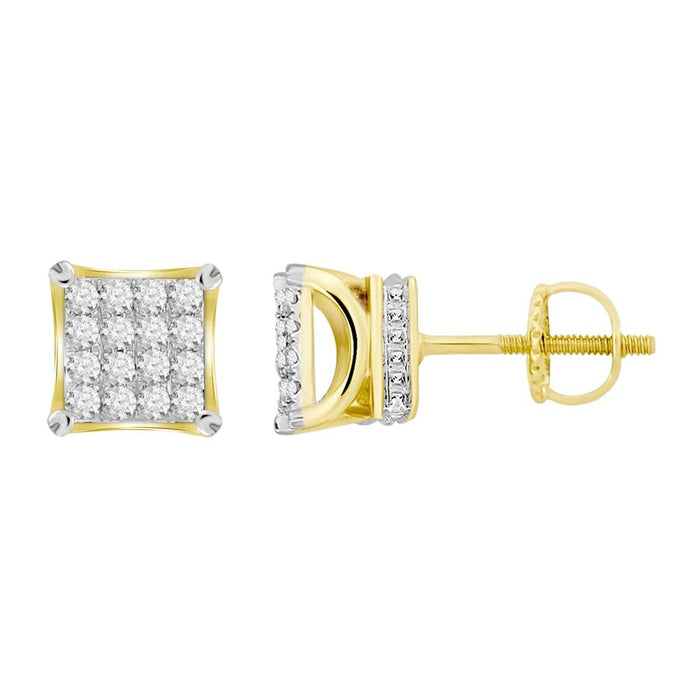 LADIES STUD EARRINGS 1.00CT ROUND DIAMOND 10K YELLOW GOLD