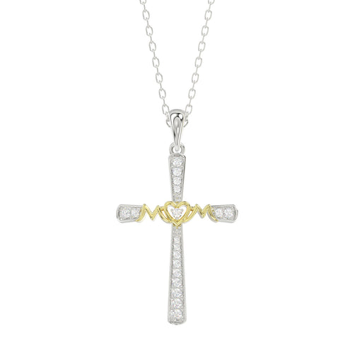 LADIES PENDANT WITH CHAIN 0.15CT ROUND DIAMOND 10K WHITE/YELLOW GOLD