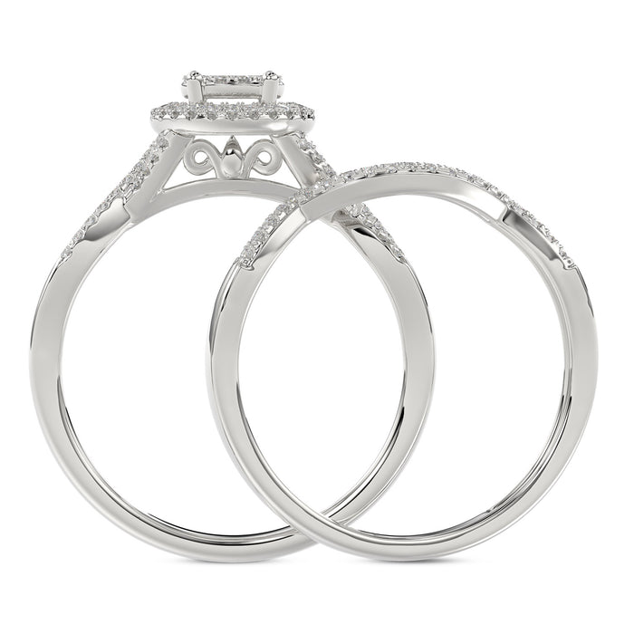 LADIES BRIDAL SET 0.25CT ROUND DIAMOND 10K WHITE GOLD