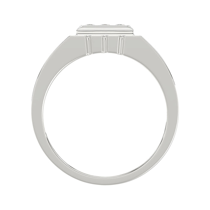 Sterling Silver Diamond Ring For Men 0.35Ct Round Cut Square Cluster Mens Ring Fine Jewelry Gift For Him