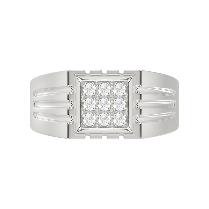 Sterling Silver Diamond Ring For Men 0.35Ct Round Cut Square Cluster Mens Ring Fine Jewelry Gift For Him