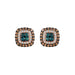 LADIES EARRINGS 1.00CT ROUND/DARK BROWN/BLUE DIAMOND 14K ROSE GOLD