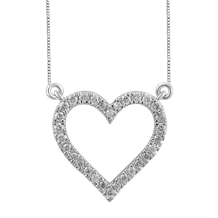 LADIES NECKLACE 0.15CT ROUND DIAMOND 10K WHITE GOLD