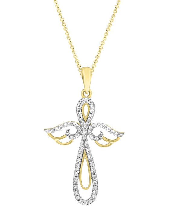 LADIES PENDANT WITH CHAIN 0.35CT ROUND DIAMOND 10K YELLOW GOLD