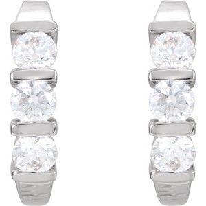 Lab-Grown Diamond Three-Stone J-Hoop Earrings