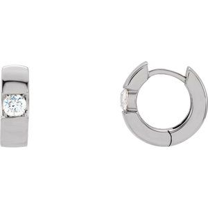 Ladies Natural Diamond Hinged Hoop Earrings (I1, G-H) — 14K White Gold