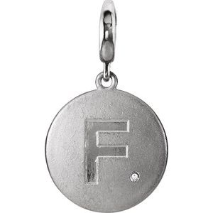 Ladies Natural Diamond Initial F Charm/Pendant (I2, G-H) — Sterling Silver