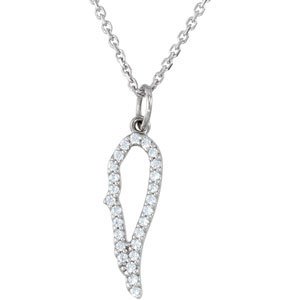 Ladies Natural Diamond Angel Wing Necklace (I1, G-H) — 14K White Gold