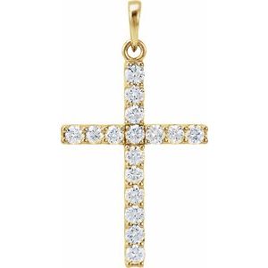 Ladies Natural Diamond Cross Pendant (I1, G-H) — 14K Yellow Gold