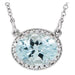 Ladies Natural Aquamarine Natural Diamond 16 1/ Necklace (I1, G-H) — 14K White Gold