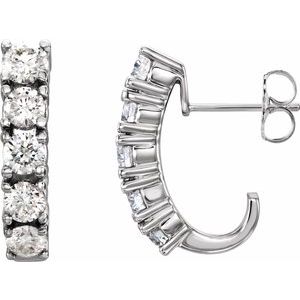 Ladies Natural Diamond Hoop Earrings (I1, G-H) — 14K White Gold