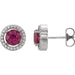 Ladies Natural Pink Tourmaline Natural Diamond Earrings — 14K White Gold