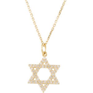 Ladies Natural Diamond Star of David Necklace (I1, G-H) — 14K Yellow Gold