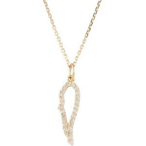Ladies Natural Diamond Angel Wing Necklace (I1, G-H) — 14K Yellow Gold